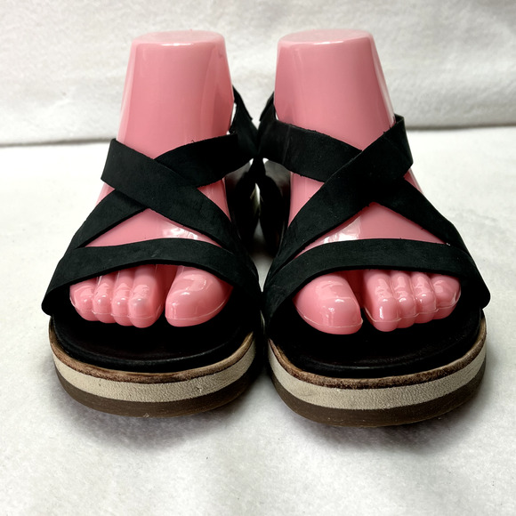 Merrell Sandals Womens 8 Juno Mid Backstrap Hoop &Loop Black Nubuck Leather - Picture 1 of 10